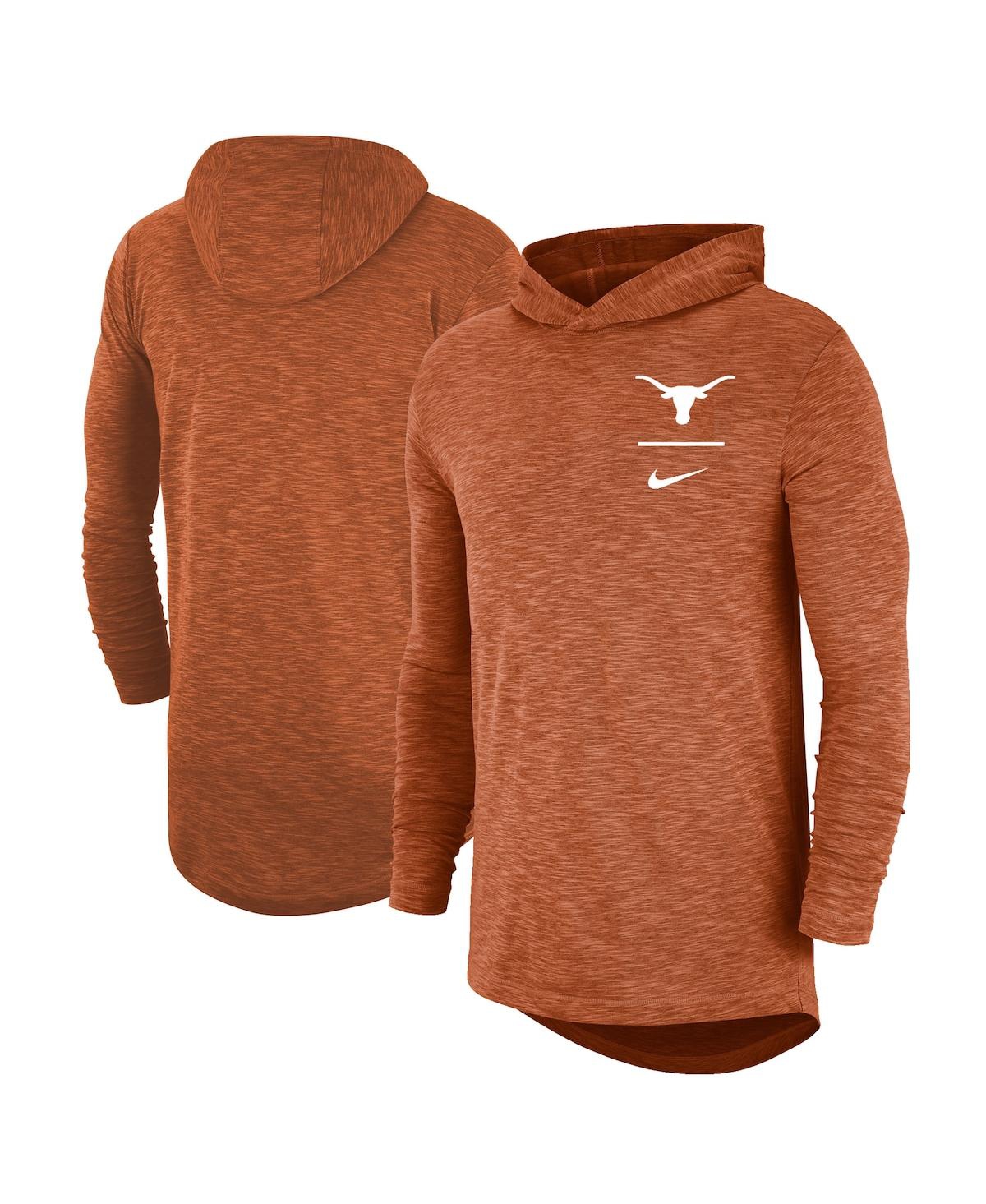 Men's Nike Texas Orange Texas Longhorns Slub Space-Dye Performance Long Sleeve Hoodie T-shirt