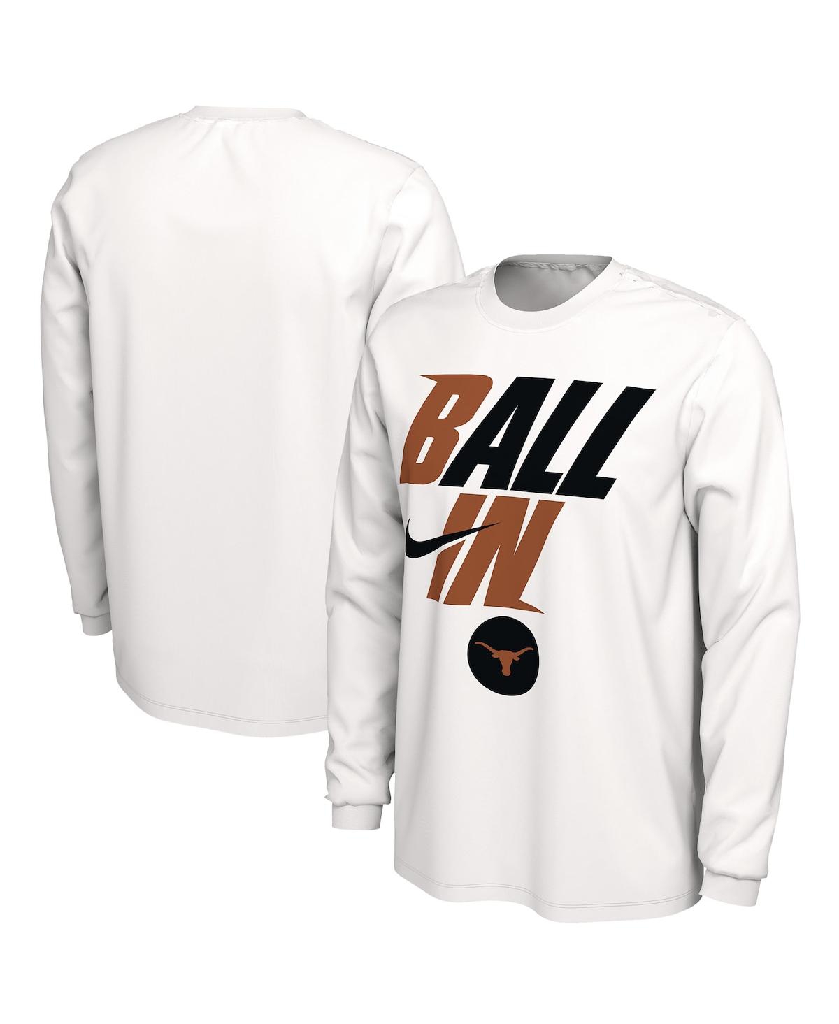 Shop Nike Men's  White Texas Longhorns Ball In Bench Long Sleeve T-shirt