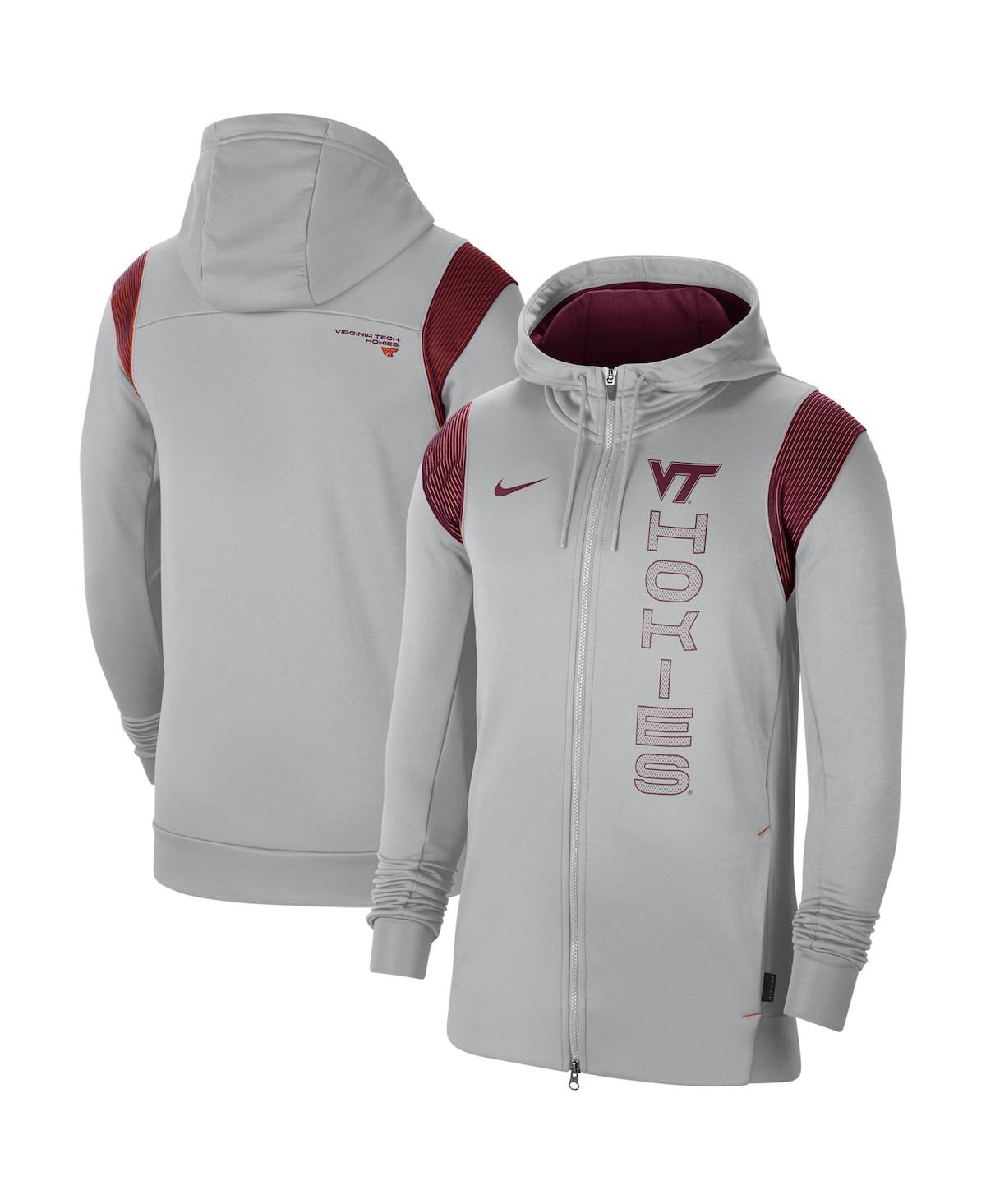 Shop Nike Men's  Gray Virginia Tech Hokies 2021 Sideline Performance Full-zip Hoodie