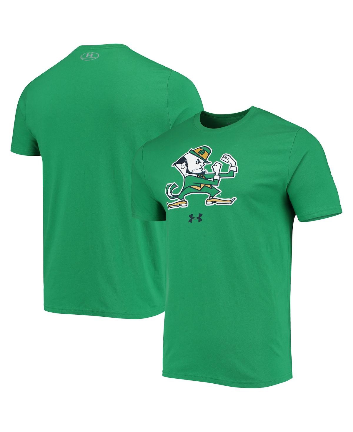 Under Armour Men's  Kelly Green Notre Dame Fighting Irish Mascot Logo Performance Cotton T-shirt