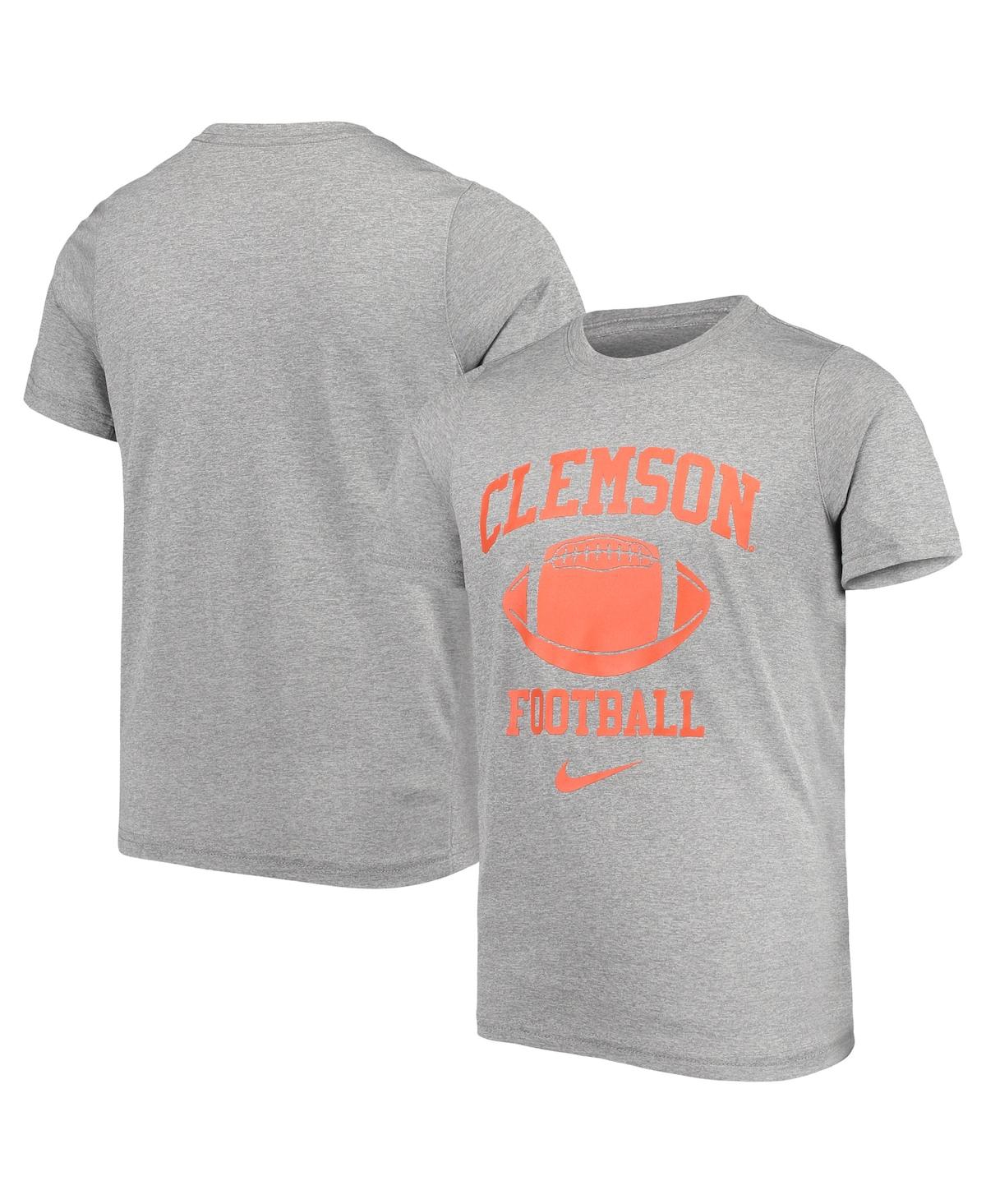 Youth Boys Nike Heathered Gray Clemson Tigers Retro Lockup Legend Performance T-shirt