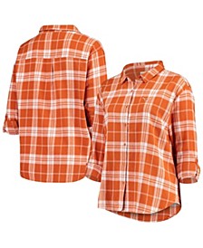 Women's Texas Orange Texas Longhorns Plus Size Missy Boyfriend Plaid Flannel Button-Up Shirt