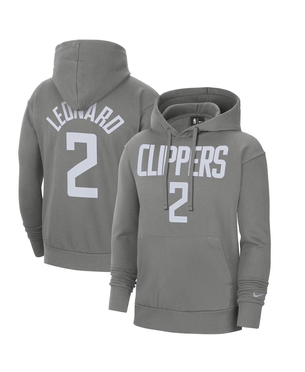 Nike Men's  Kawhi Leonard Gray La Clippers 2020/21 Earned Edition Name And Number Pullover Hoodie