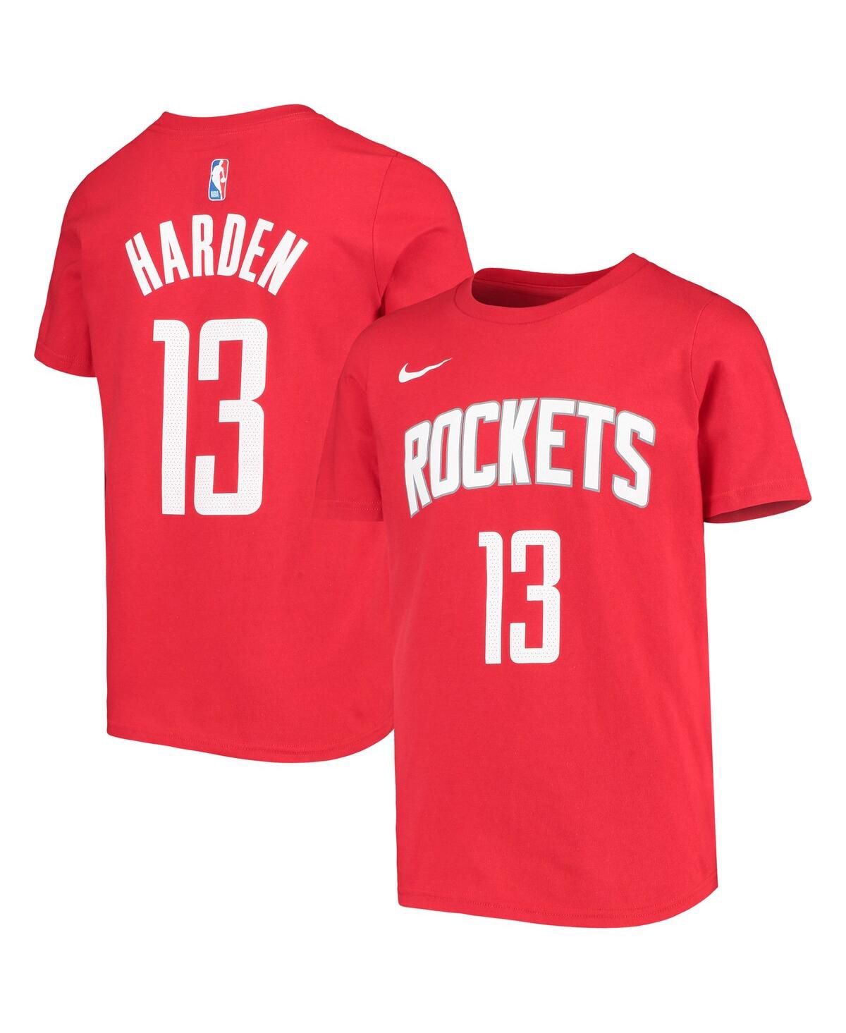 Youth Boys James Harden Red Houston Rockets Icon Player Name and Number T-shirt