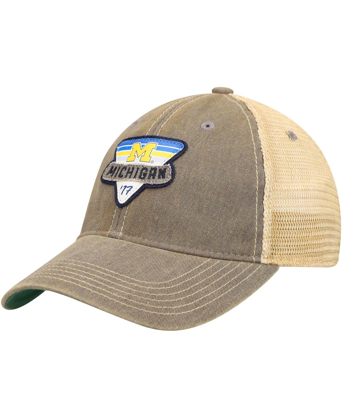 LEGACY ATHLETIC MEN'S GRAY MICHIGAN WOLVERINES LEGACY POINT OLD FAVORITE TRUCKER SNAPBACK HAT 