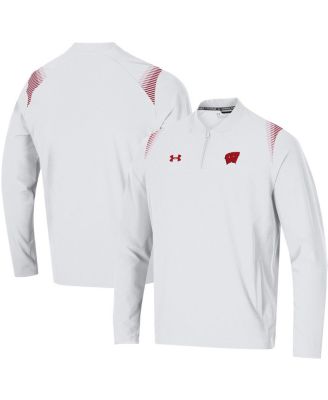 Men's White Wisconsin Badgers 2021 Sideline Motivate Quarter-Zip Jacket