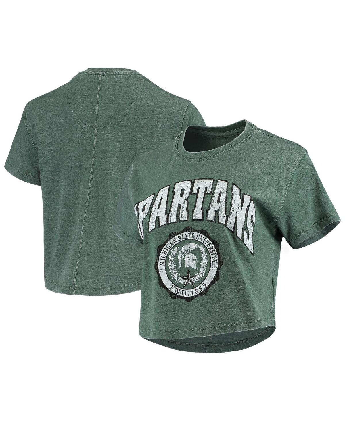 Shop Mitchell & Ness Women's Pressbox Green Michigan State Spartans Edith Vintage-inspired Burnout Crop T-shirt