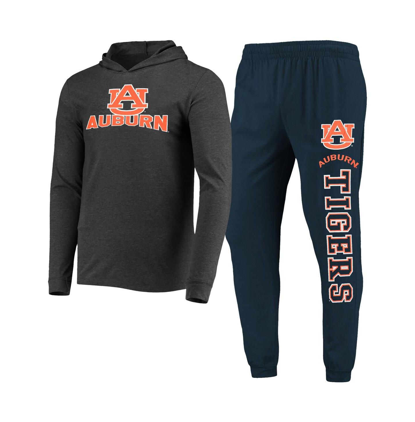 Мужской комплект Concepts Sport Navy, Charcoal Auburn Tigers Meter Long Sleeve Hoodie T-shirt and Jogger Pants Set — фото 2