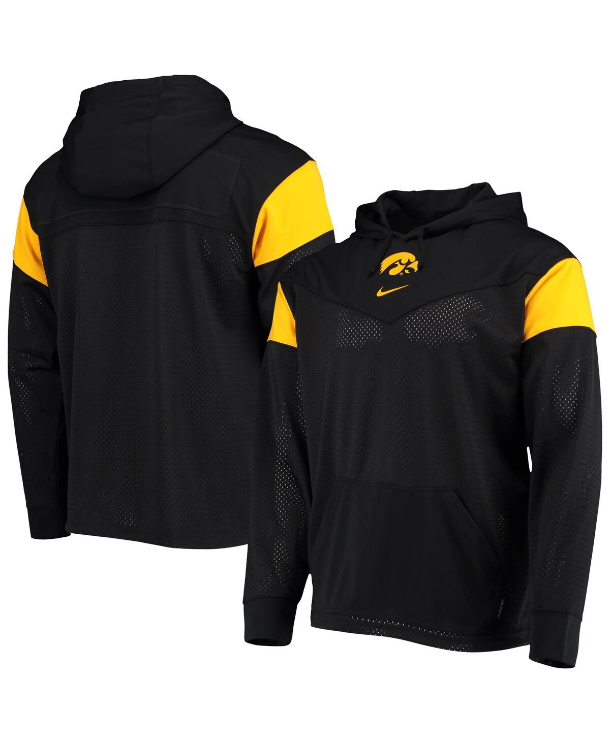 Shop Nike Men's  Black Iowa Hawkeyes Sideline Jersey Pullover Hoodie