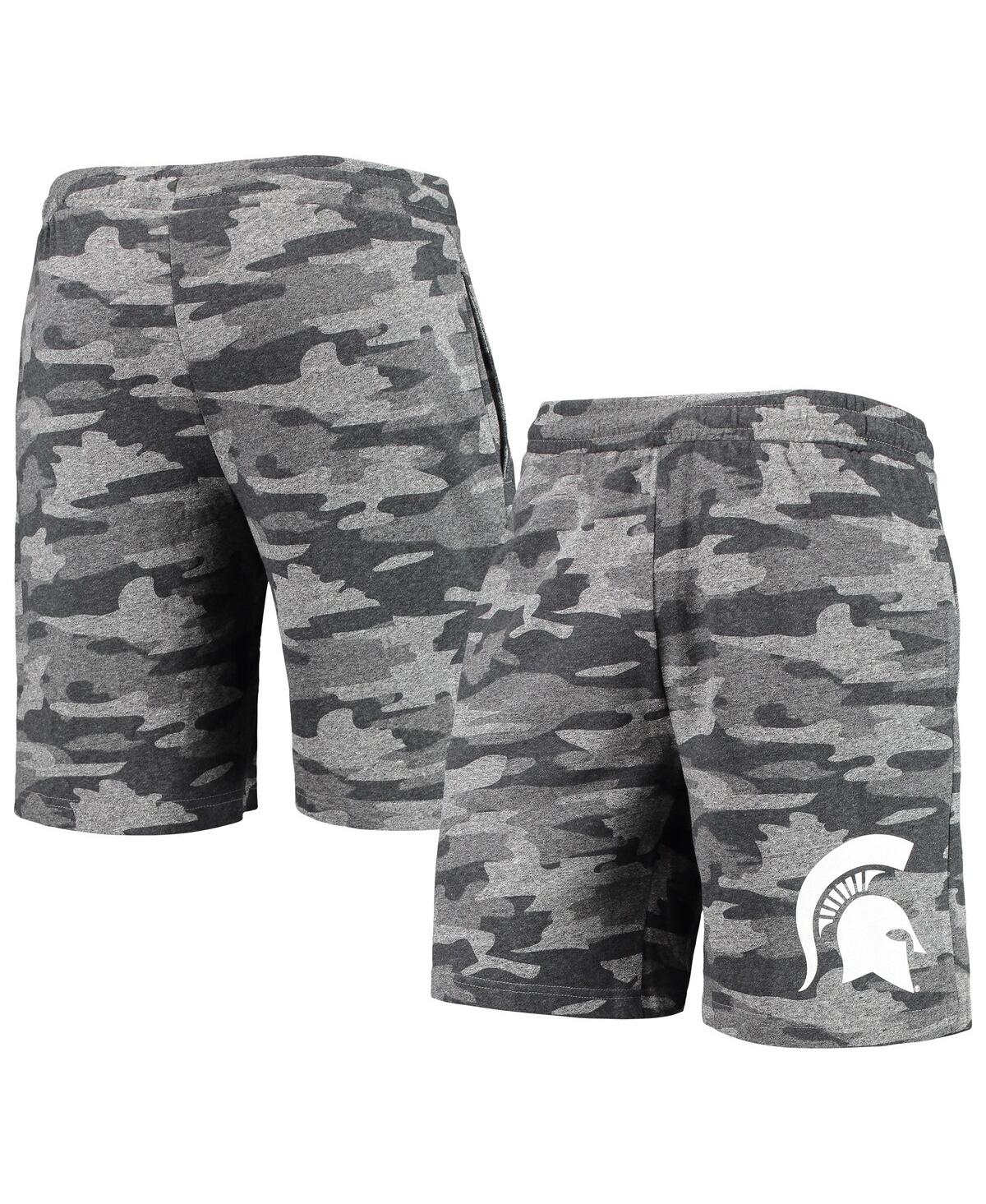 Concepts Sport Men's  Charcoal, Gray Michigan State Spartans Camo Backup Terry Jam Lounge Shorts In Charcoal,gray