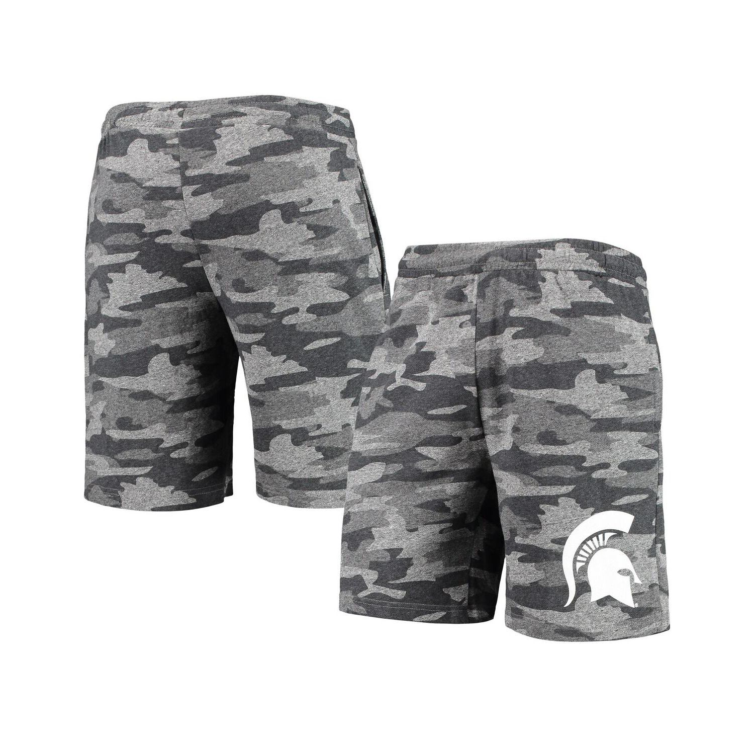 Men's Charcoal, Gray Michigan State Spartans Camo Backup Terry Jam Lounge Shorts