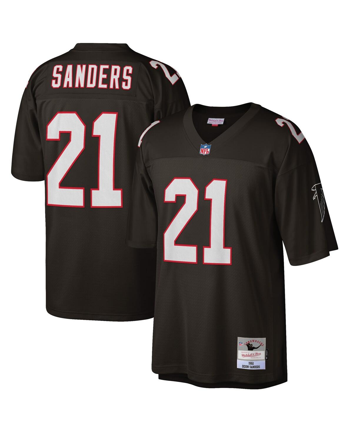 Men's Mitchell & Ness Deion SandersAtlanta Falcons Big and Tall 1992 Retired Player Replica Jersey - Black
