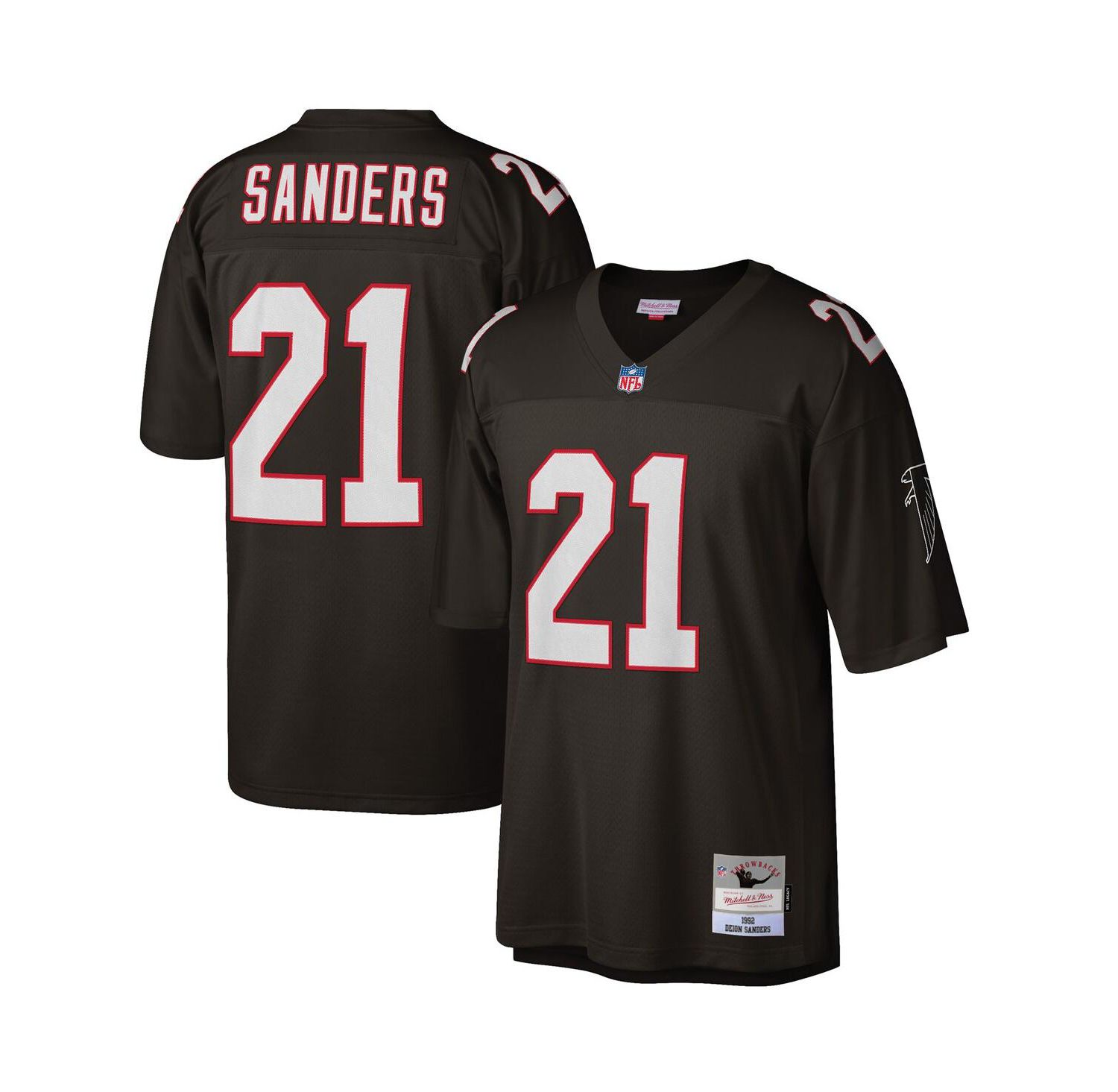 Men's Deion Sanders Black Atlanta Falcons Big and Tall 1992 Retired Player Replica Jersey