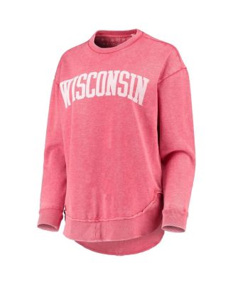 Women's Red Wisconsin Badgers Vintage-Like Wash Pullover Sweatshirt