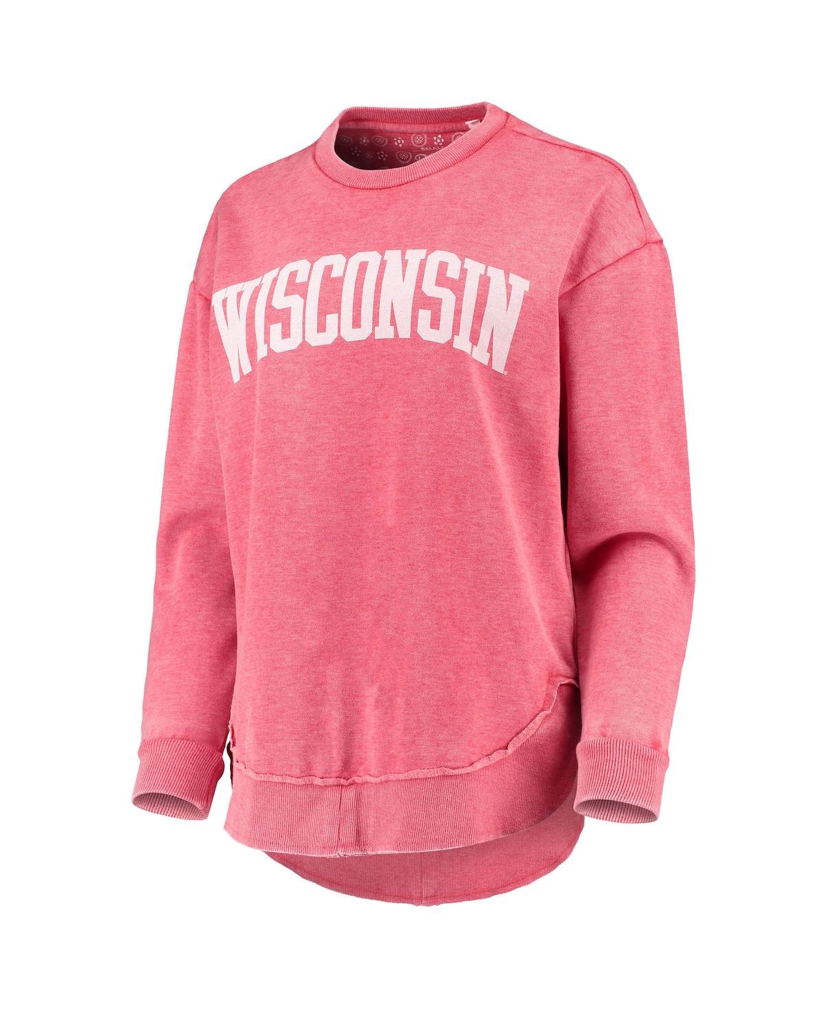 Shop Pressbox Women's  Red Wisconsin Badgers Vintage-like Wash Pullover Sweatshirt