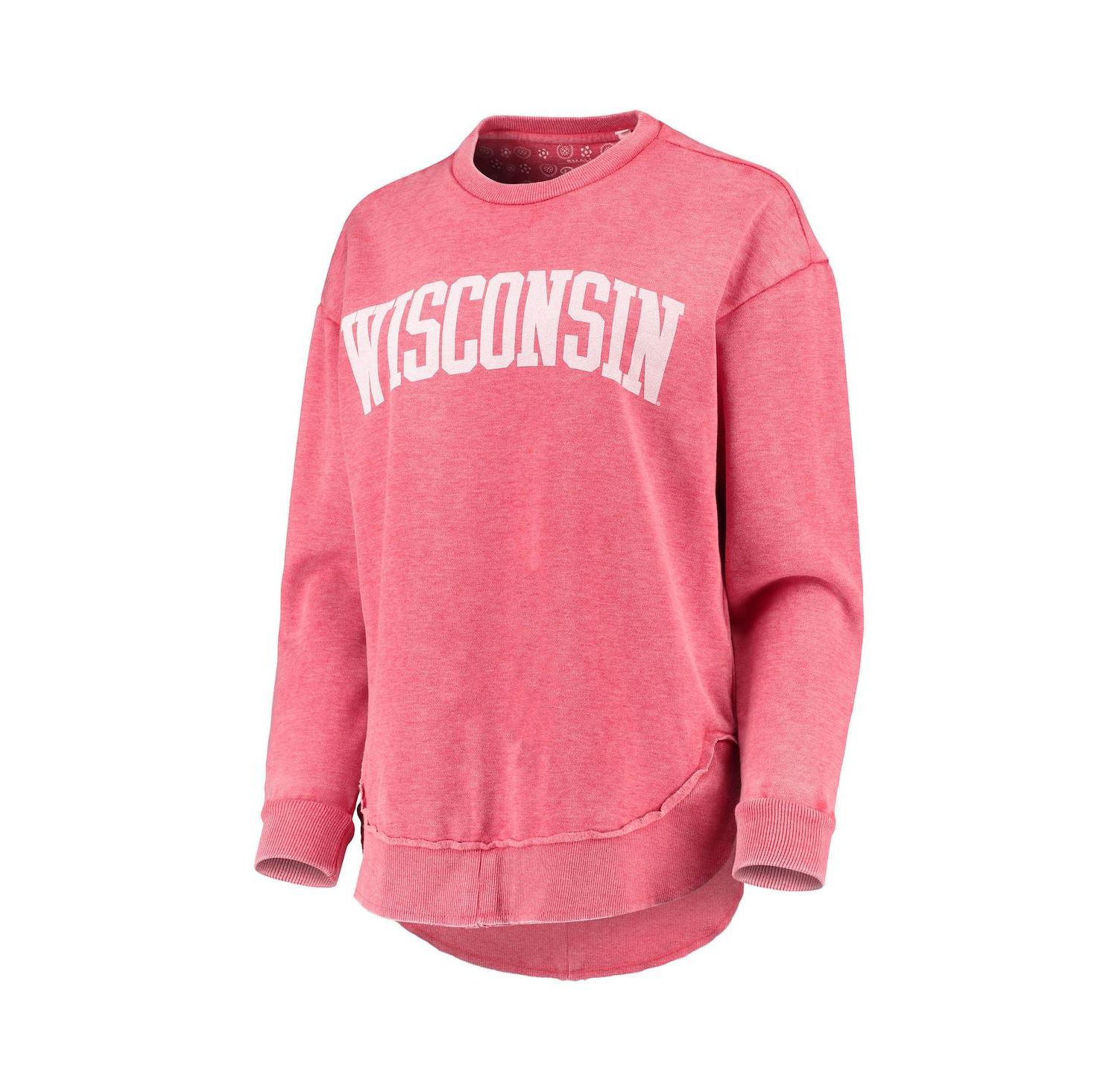 Women's Red Wisconsin Badgers Vintage-Like Wash Pullover Sweatshirt
