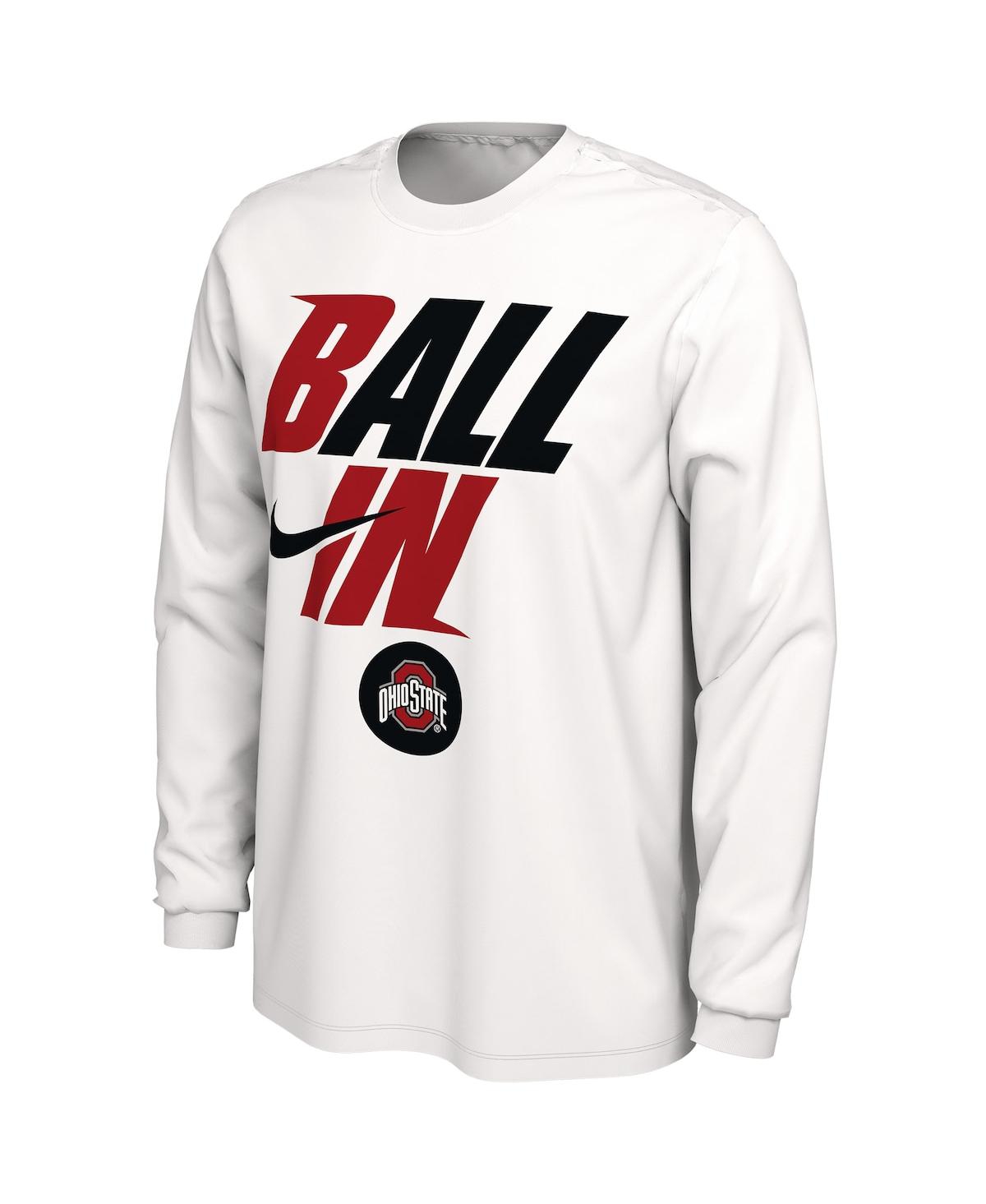 Shop Nike Men's  White Ohio State Buckeyes Ball In Bench Long Sleeve T-shirt