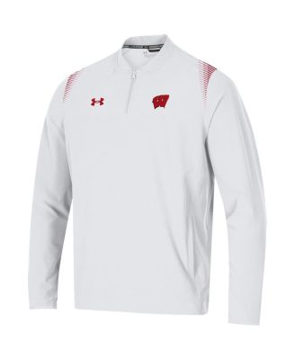 Men's White Wisconsin Badgers 2021 Sideline Motivate Quarter-Zip Jacket