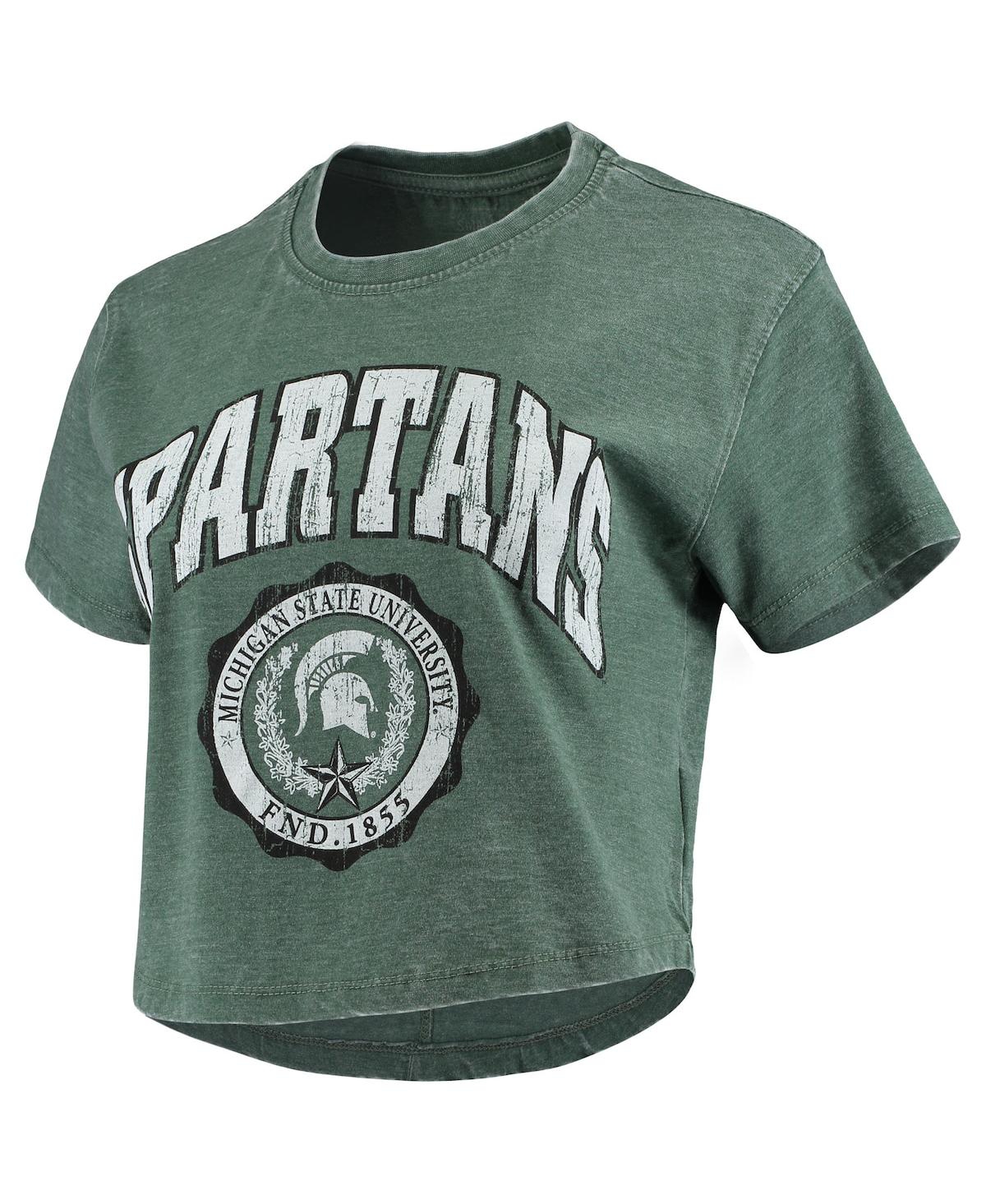 Shop Mitchell & Ness Women's Pressbox Green Michigan State Spartans Edith Vintage-inspired Burnout Crop T-shirt