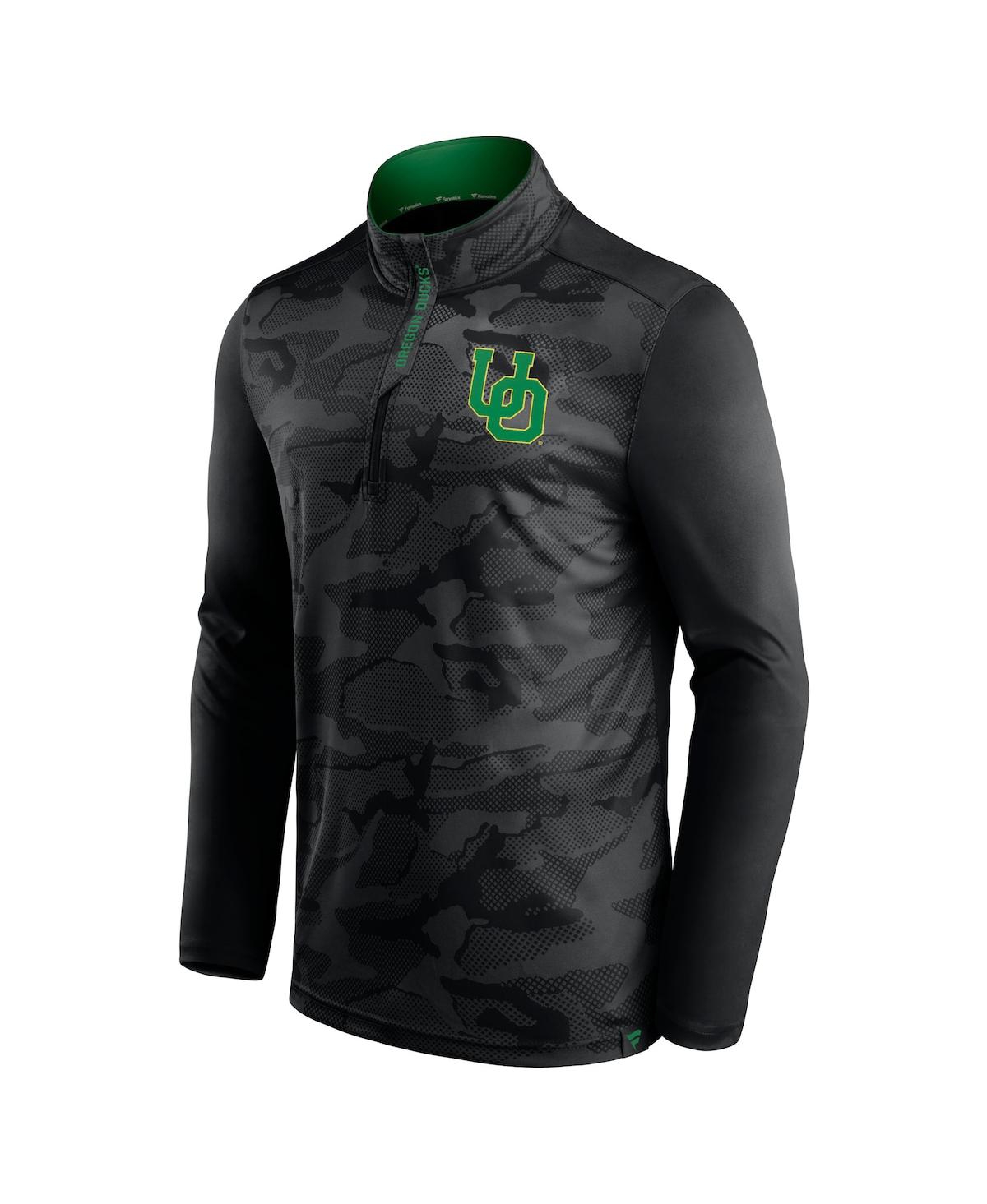 Fanatics Men's Black Oregon Ducks Depth Chart Camo Jacquard Quarter-zip Jacket In Black