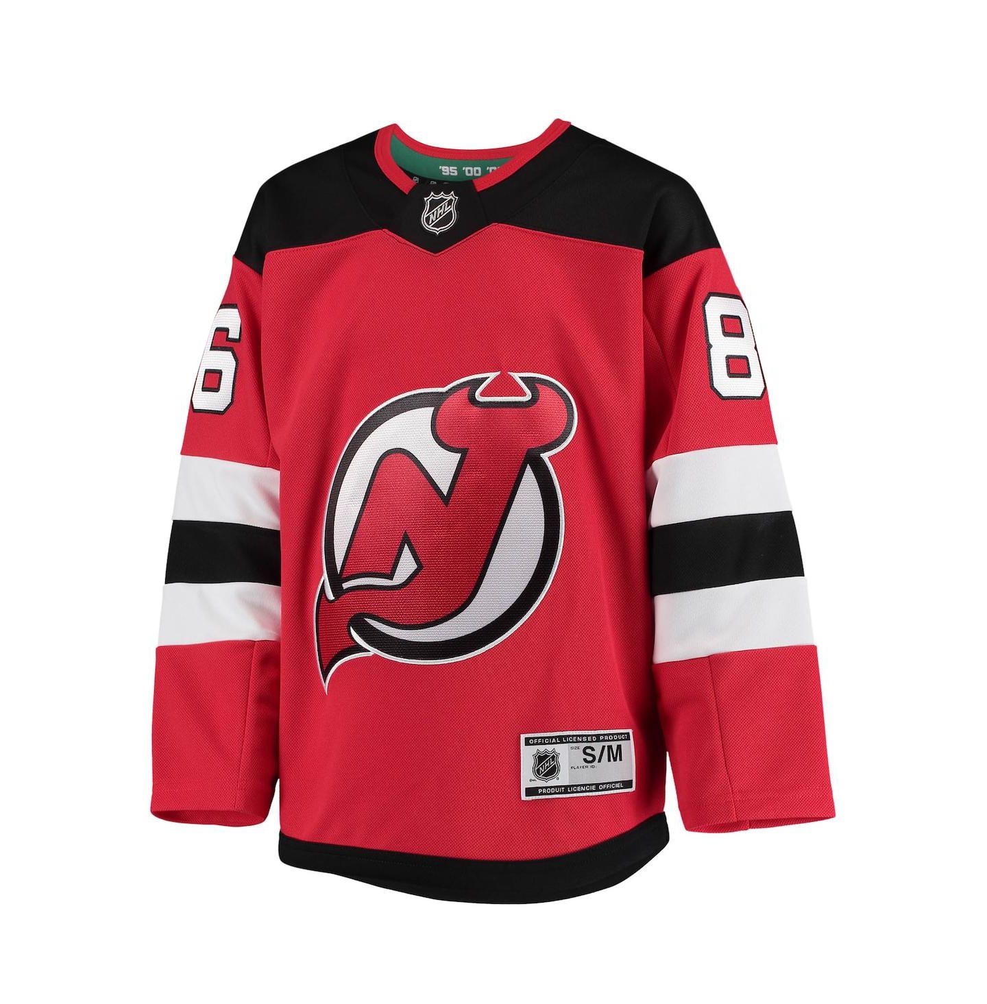 Топ Outerstuff Jack Hughes Red New Jersey Devils Home Premier Player Jersey для мальчиков — фото 3