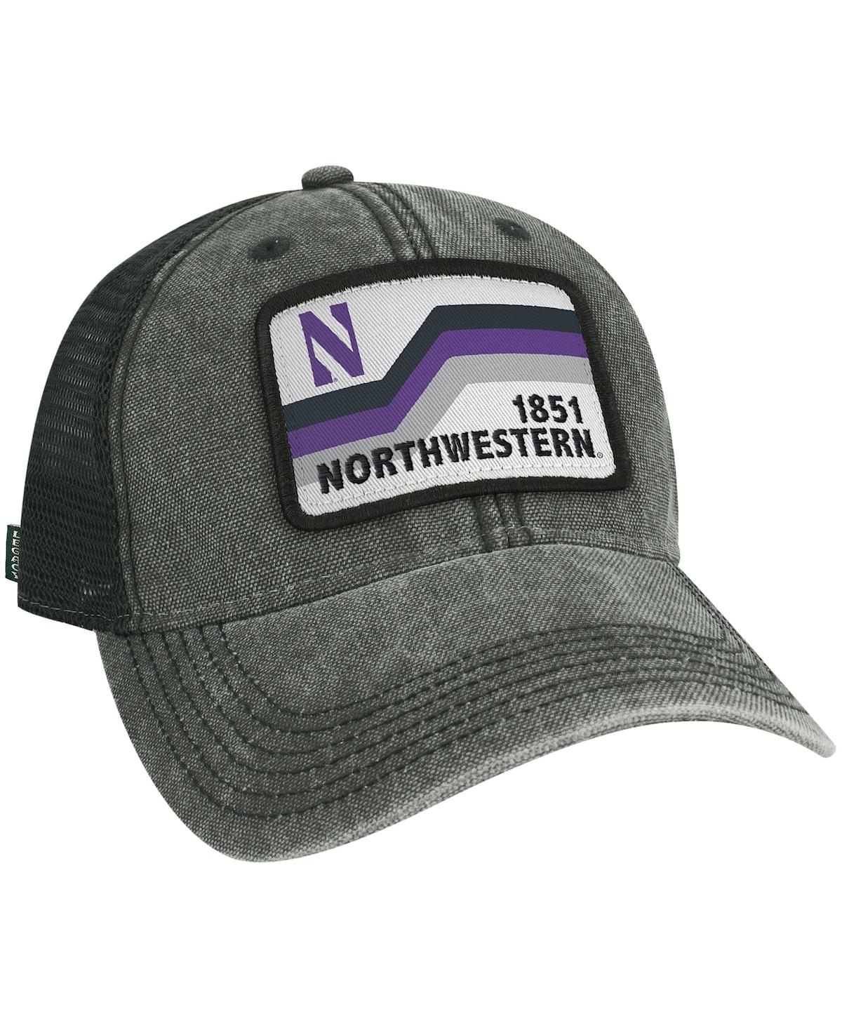 Shop Legacy Athletic Men's Black Northwestern Wildcats Sun & Bars Dashboard Trucker Snapback Hat