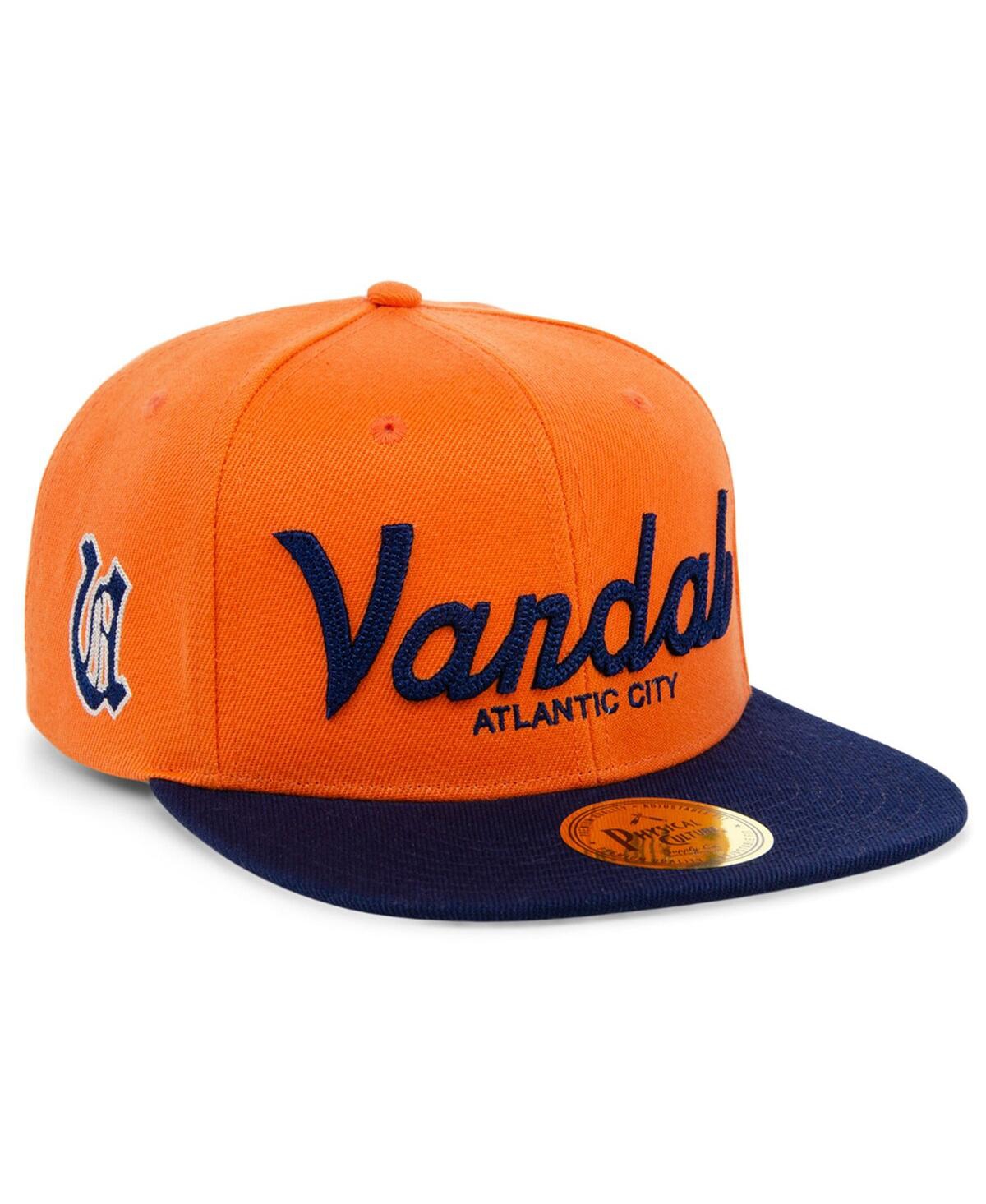 Shop Physical Culture Men's  Orange Vandal Athletic Club Black Fives Snapback Adjustable Hat