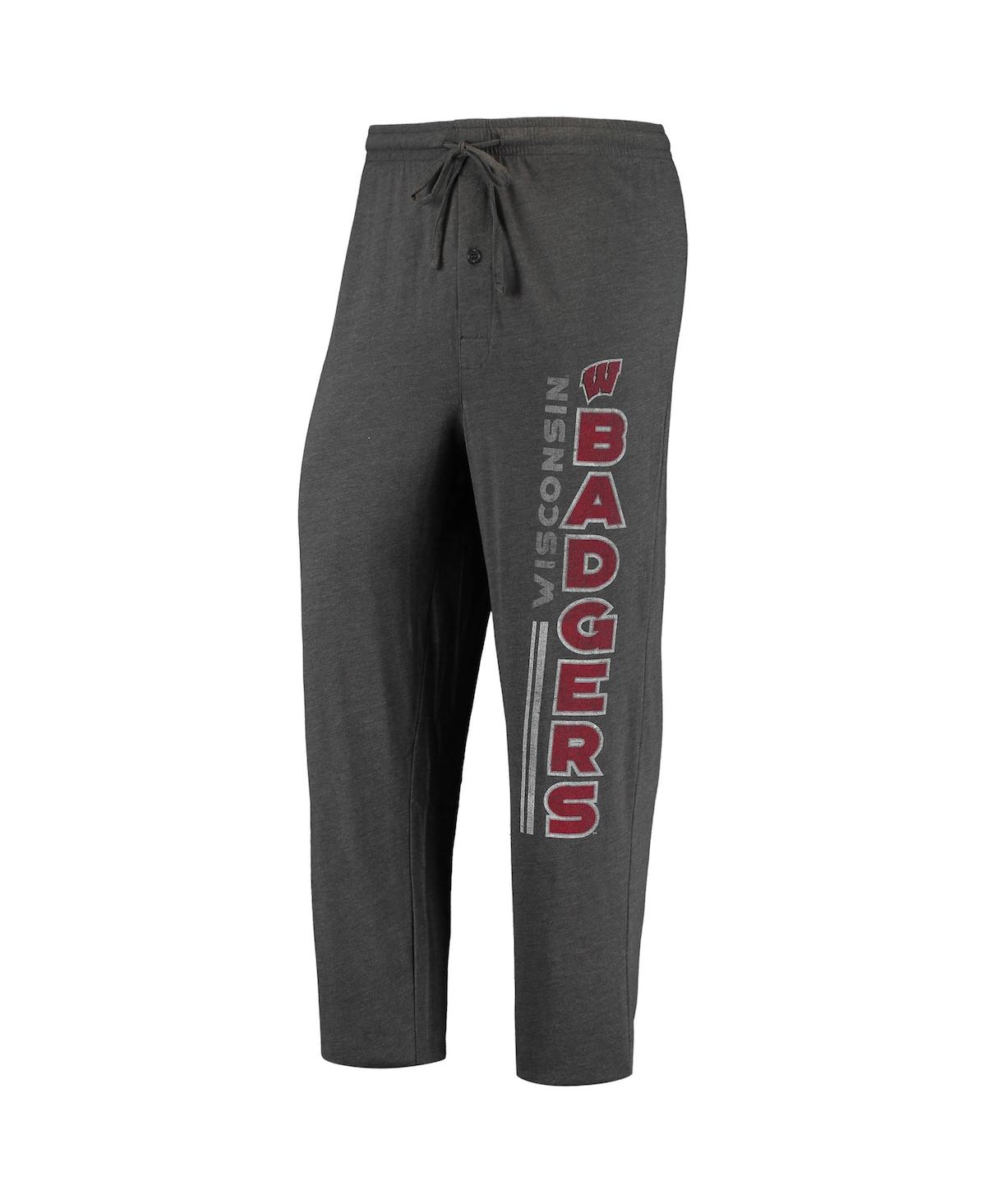 Shop Concepts Sport Men's  Heathered Charcoal, Red Wisconsin Badgers Meter T-shirt And Pants Sleep Set In Heathered Charcoal,red
