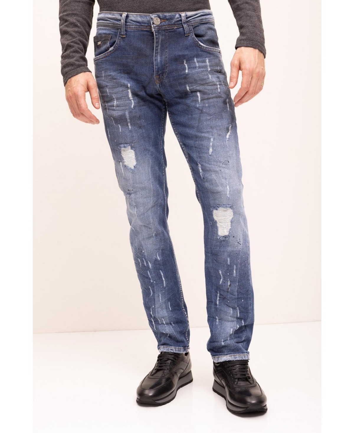 Men's Modern Distressed Denim Jeans - Ice Blue