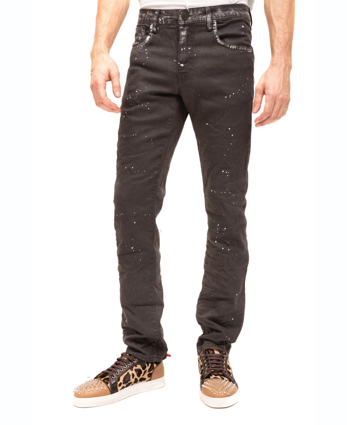 Men's Modern Splatter Denim Jeans - Black