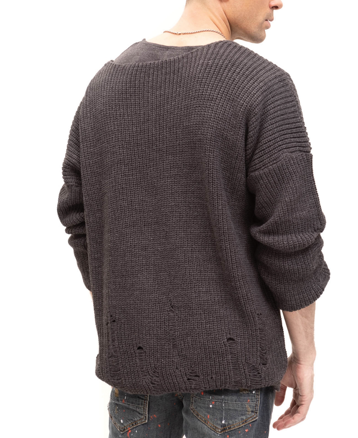 Ron Tomson Men's Modern Double Distorted Sweater