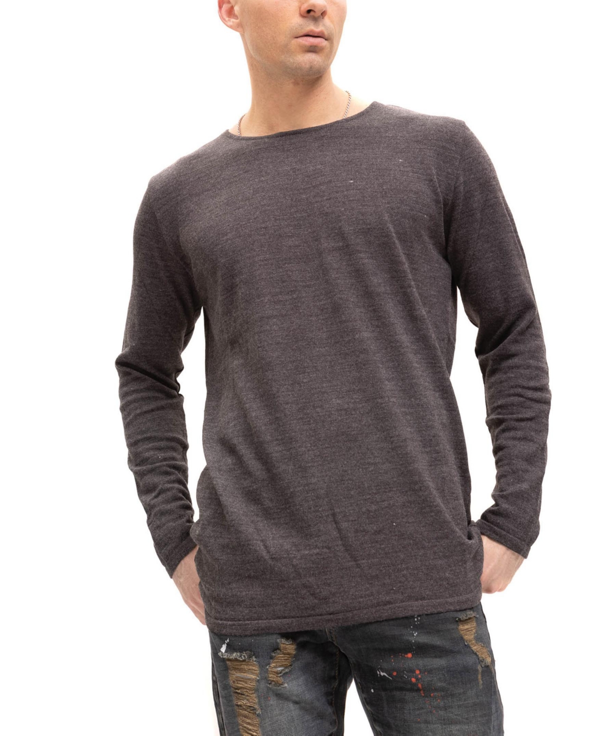 Men's Modern Double Distorted Sweater - Anthracite