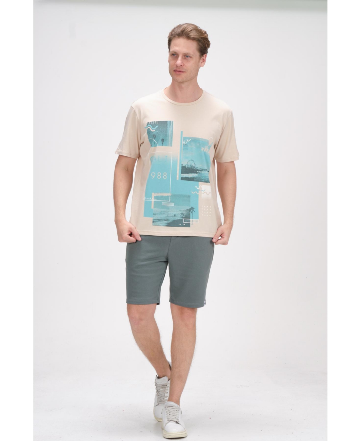 Ron Tomson Men's Modern Print Fitted Cali T-shirt