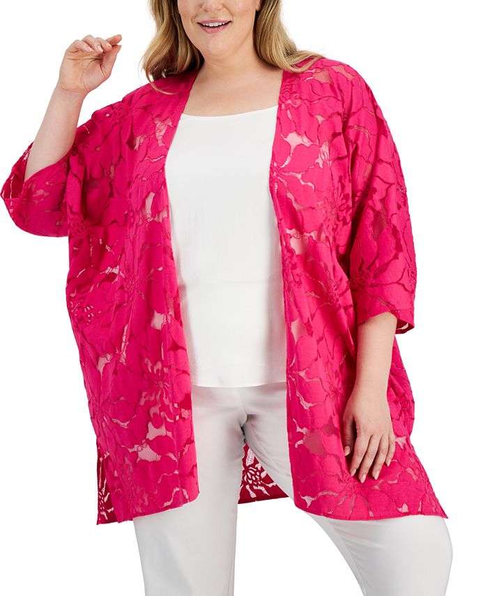 Embroidered cardigan plus on sale size