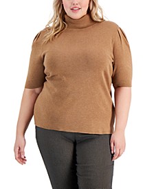 Style Co Womens Sweater 1x Brown Oversized High Low Ribbed Sleeves Plus Size New 
