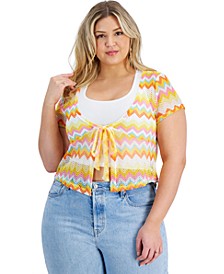 Trendy Plus Size Tie-Front Cropped Cardigan