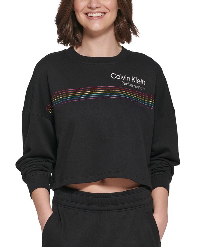 Calvin Klein Women's Pride Embroidered Logo Cropped Sweatshirt & Reviews -  Tops - Women - Macy's