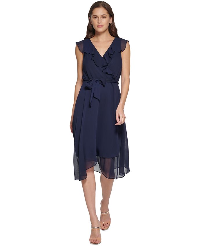DKNY Ruffled Faux Wrap Dress Macy s