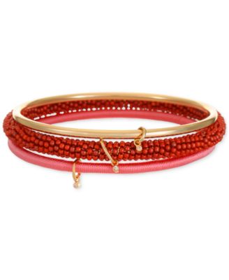 Photo 1 of INC International Concepts Gold-Tone 3-Pc. Set Pavé Charm Seed Bead & Thread-Wrapped Bangle Bracelets, Created for Macy's