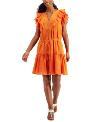 Tommy Hilfiger - Women's Cotton Embroidered Tiered Dress