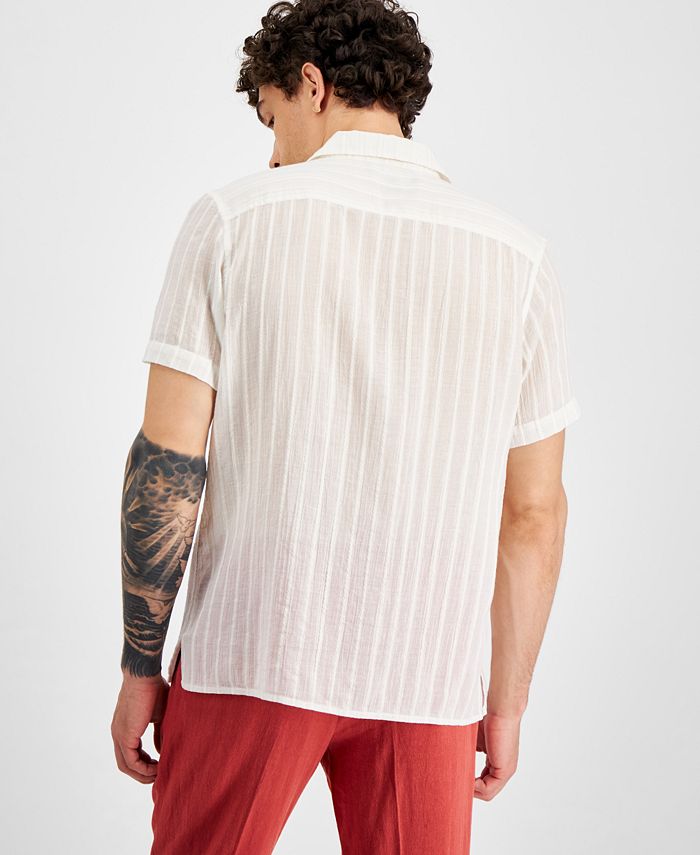 INC International Concepts Men's Sheer Textured Camp Shirt, Created for