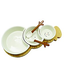 Snowman Three Part Server with Spoons, Set of 6