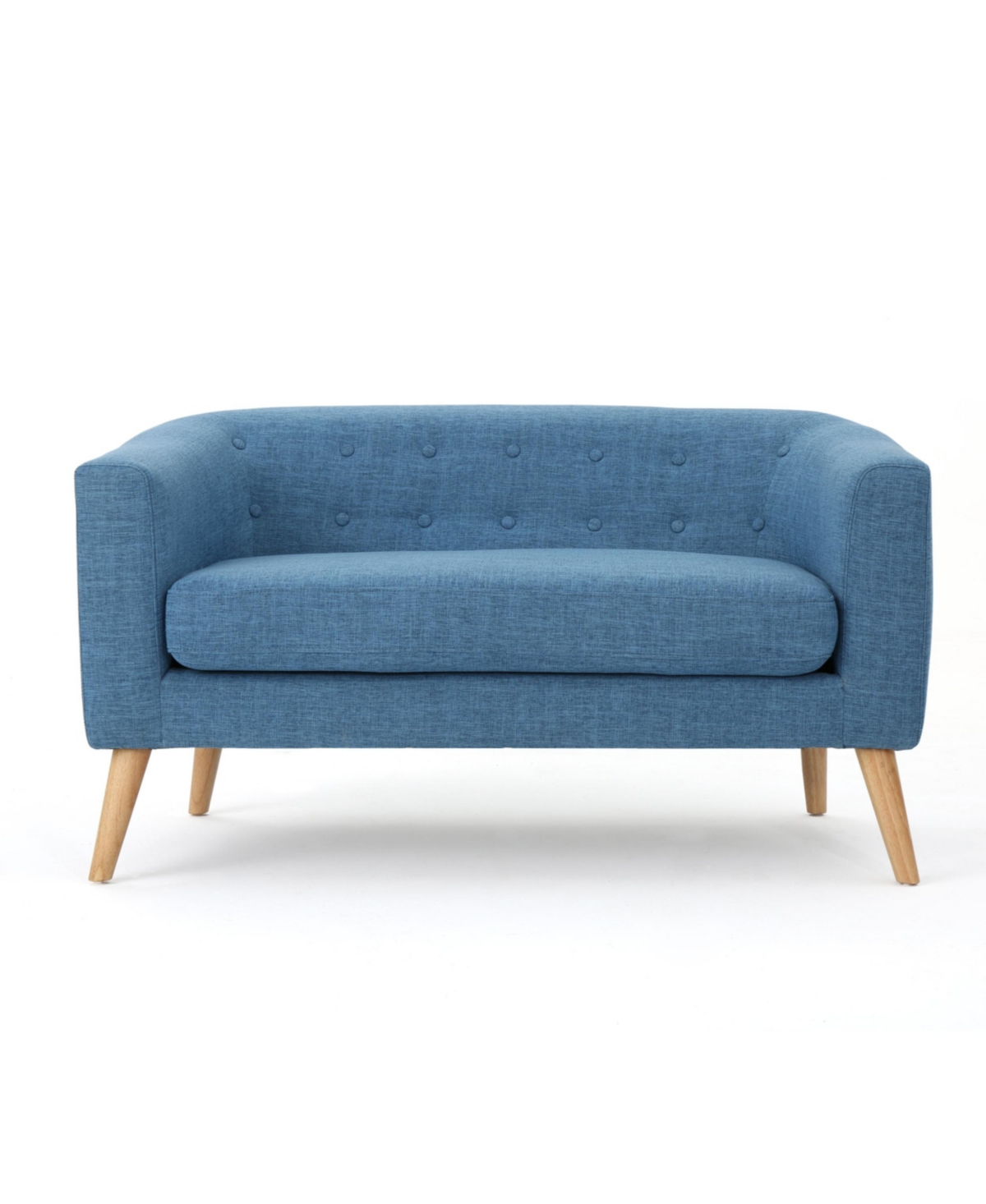 Noble House Bridie Muted Mid Century Modern Loveseat In Muted Blue