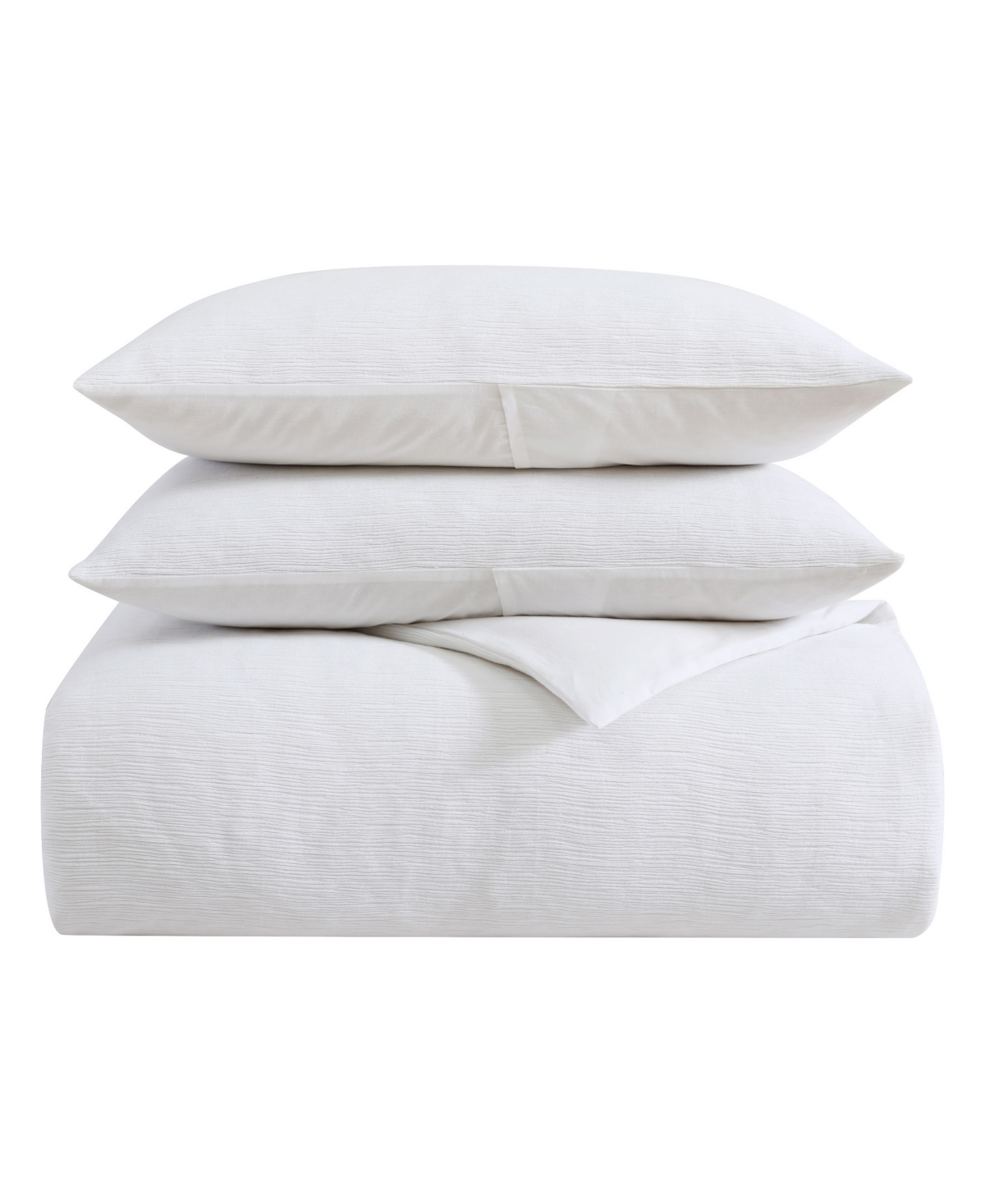 Vera Wang Solid Textured Pleats 3-Pc. Duvet Cover Set