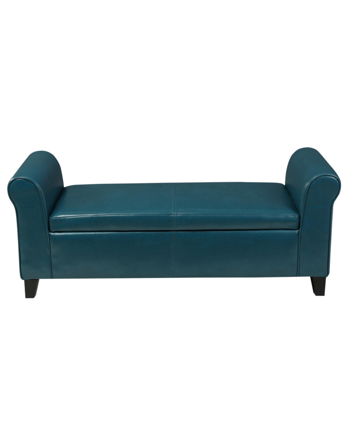 Noble House Hayes Contemporary Upholstered Storage Ottoman Bench With Rolled Arms In Teal