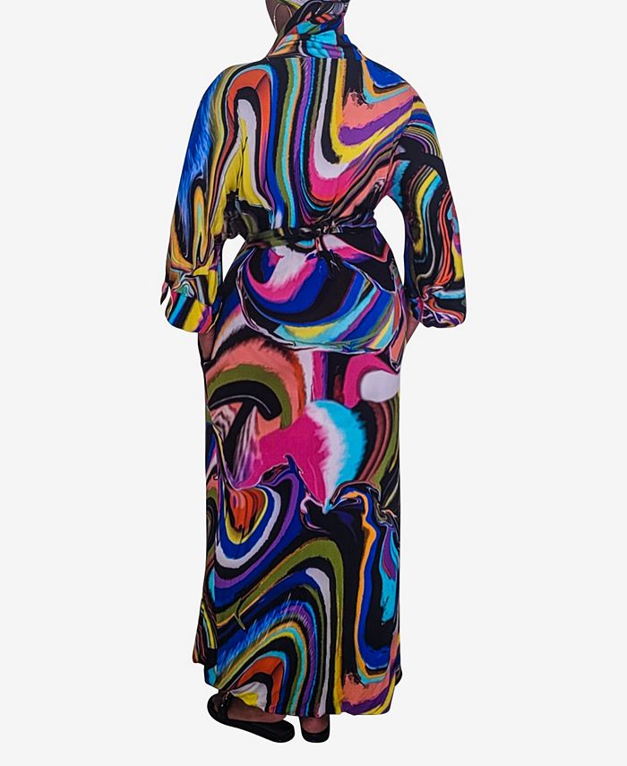 Dai Moda Women's TY Retro Print Kimono Maxi Dress - Macy's