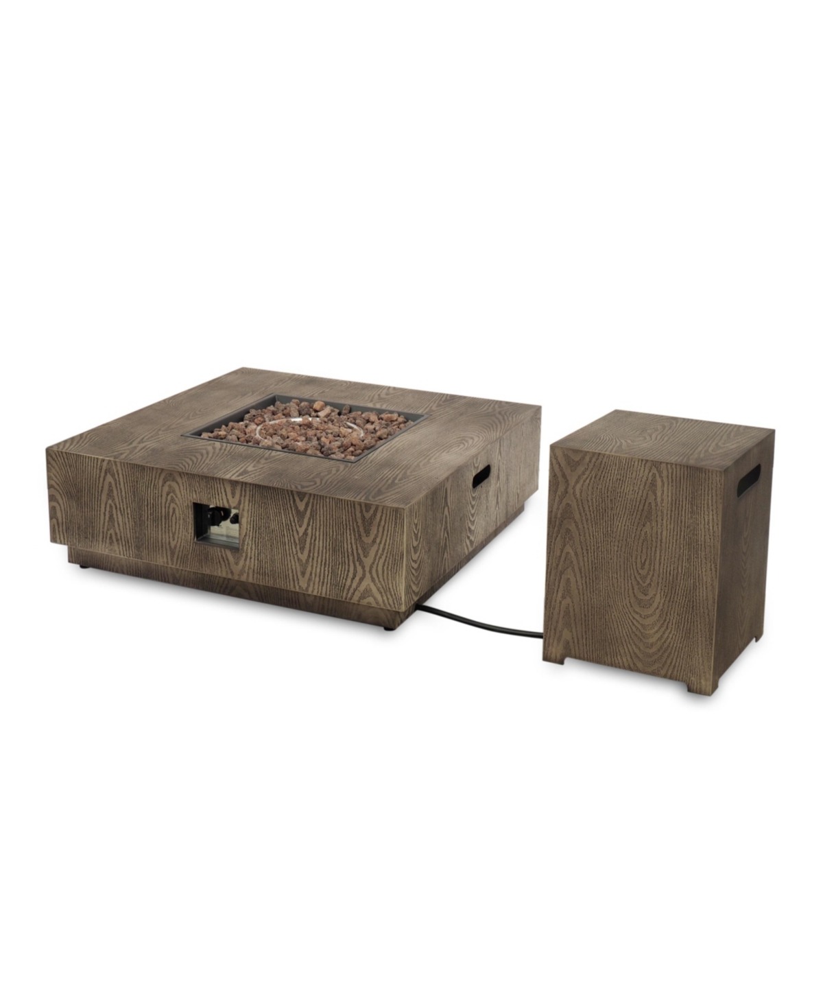 Noble House Wellington Outdoor Square Fire Pit With Tank Holder In Brown