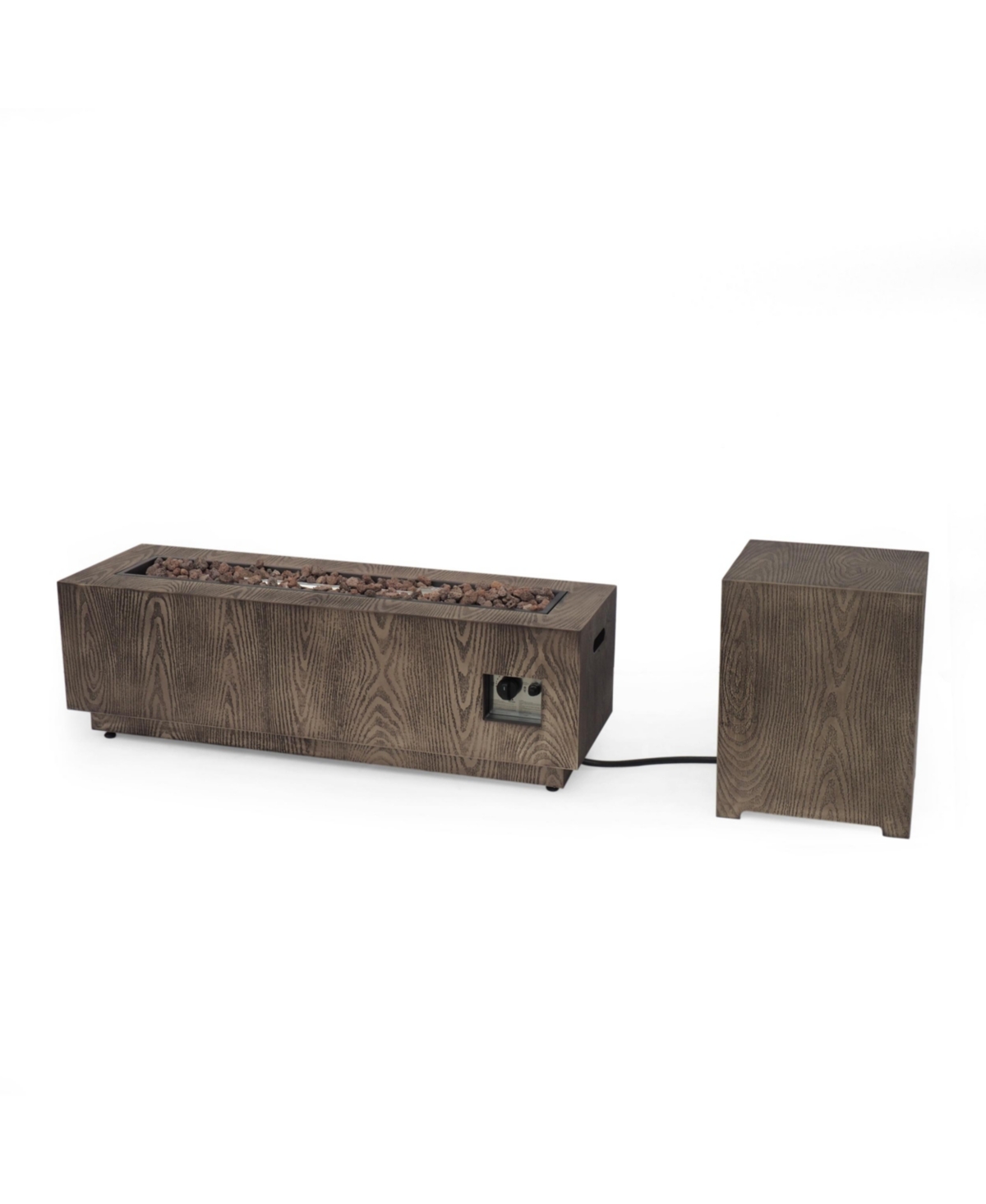 Noble House Wellington Outdoor Rectangular Fire Pit With Tank Holder In Brown
