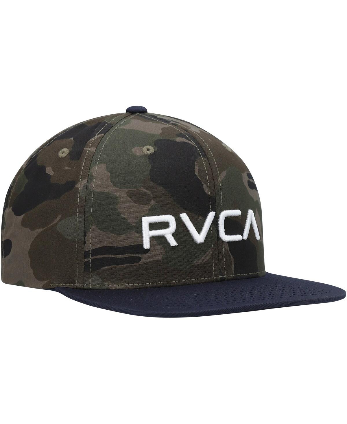 Shop Rvca Men's  Camo, Navy Twill Ii Snapback Hat In Camo,navy