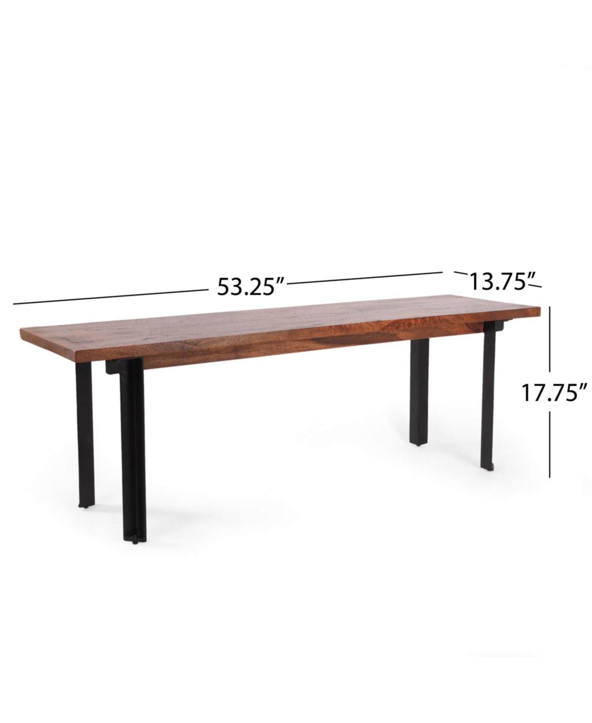 NOBLE HOUSE PISGAH HANDCRAFTED MODERN INDUSTRIAL WOOD DINING BENCH